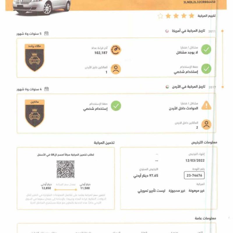 لينكولن mkz موديل ٢٠١٢ 